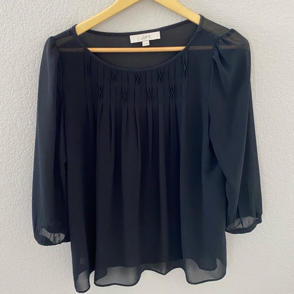 LOFT Black Sheer Blouse